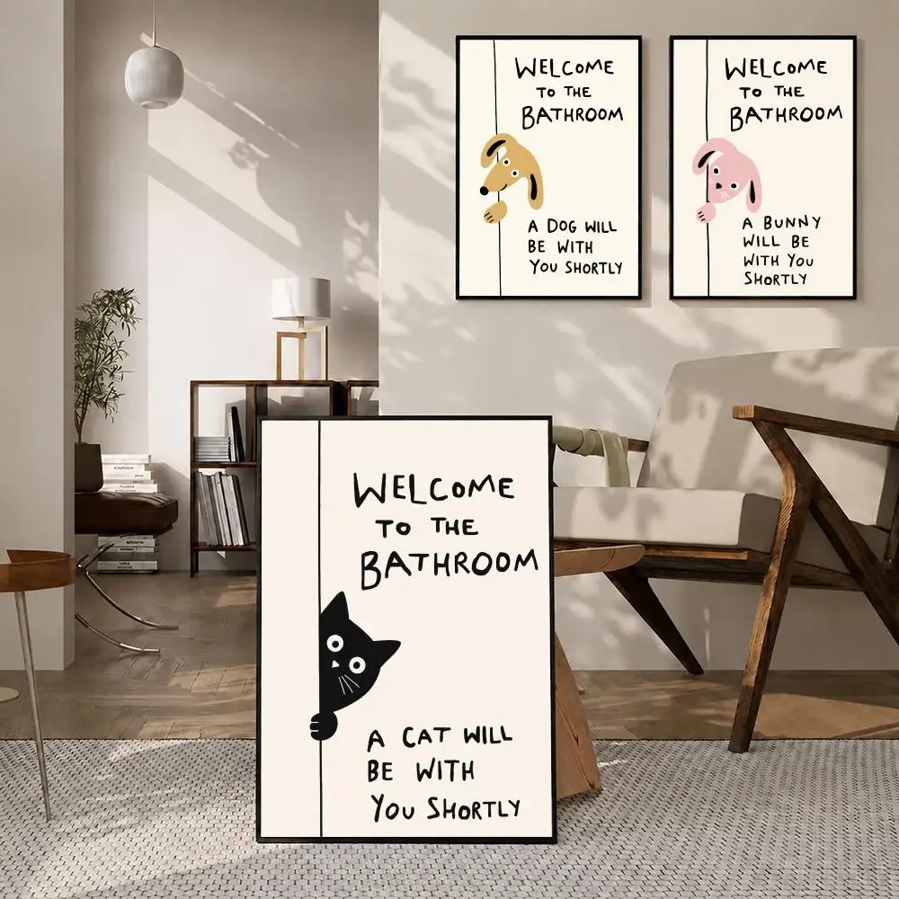 Pattern Funny Bathroom Decor Poster High-definition poster stickers, suitable for bedroom, living room, home decoration