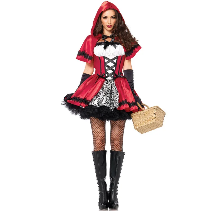 Halloween Costumes for Women\'s Cosplay Little Red Riding Hooded Dress Movie Anime Role Play Costume Adult Female Sexy Costumes