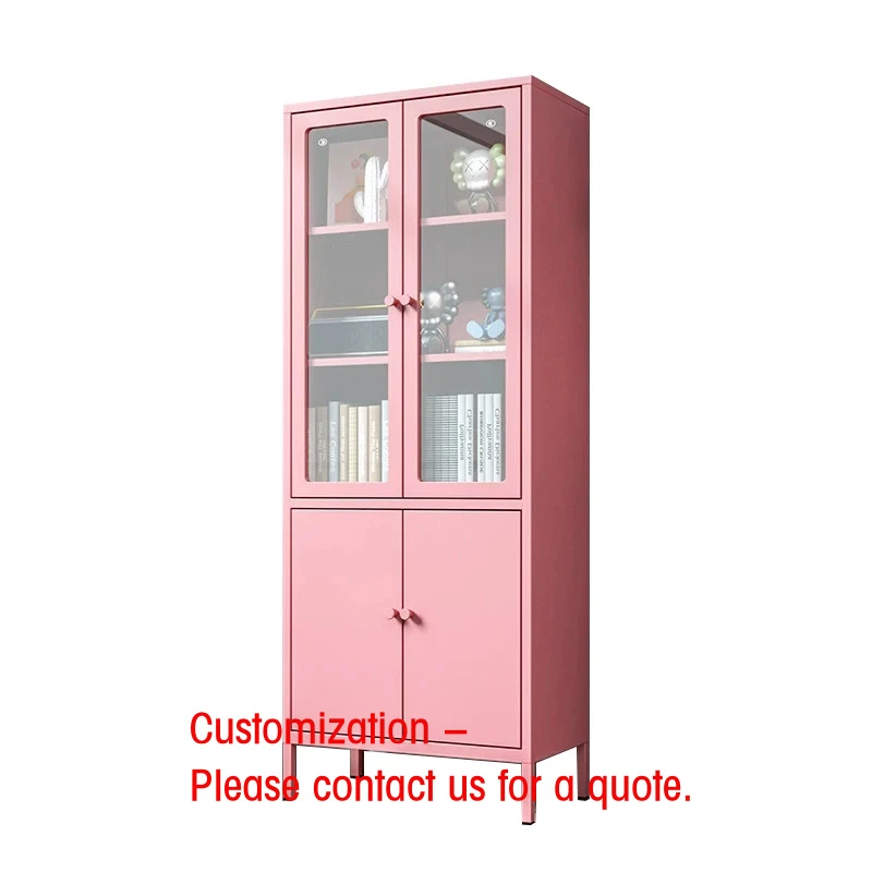 custom.Metal Glass Display Office Furniture Steel Cupboard with Standing Feet Bedroom Hotel and Living Room