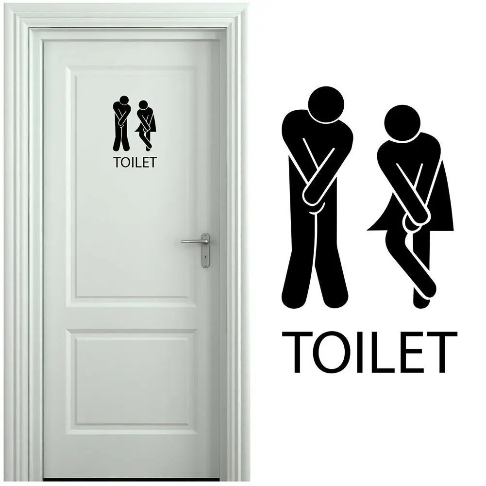 Funny Women Men Self Adhesive Removable Sticker Door Sticker Sign Decor Wall Self-adhesive Toilet Decal Removable Door Wome G8q8