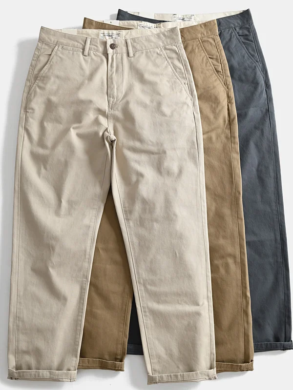 

Heavyweight Pure Cotton Autumnal Vintage Loose Straight Casual Pants Men's Outdoor Workwear Trousers Ameika Sle Japanese Lo...