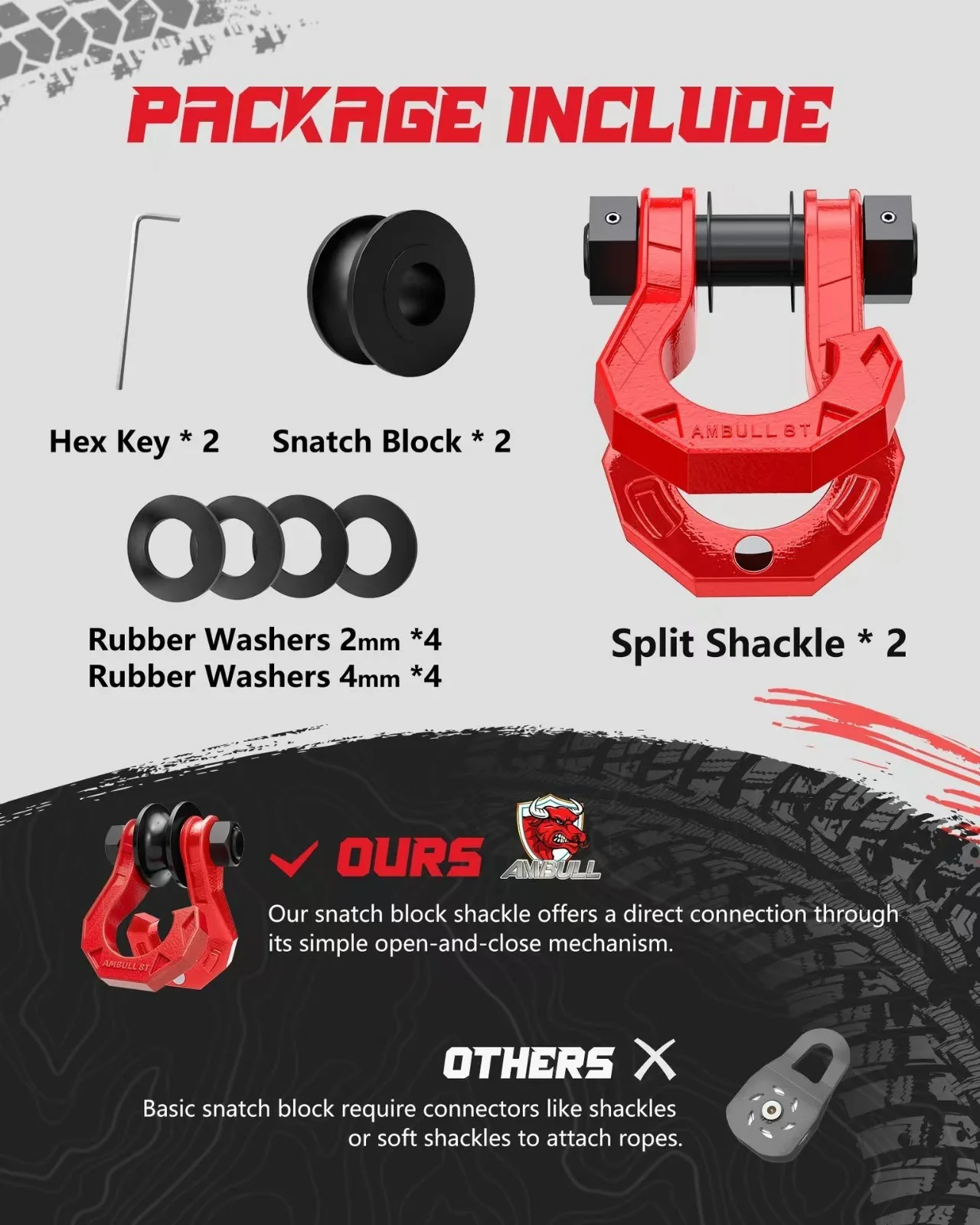Dragon and Phoenix Split type Pulley Magnetic Trailer Hook Up and Down One Open One Close Quick Rescue Rope with Gasket Wrench