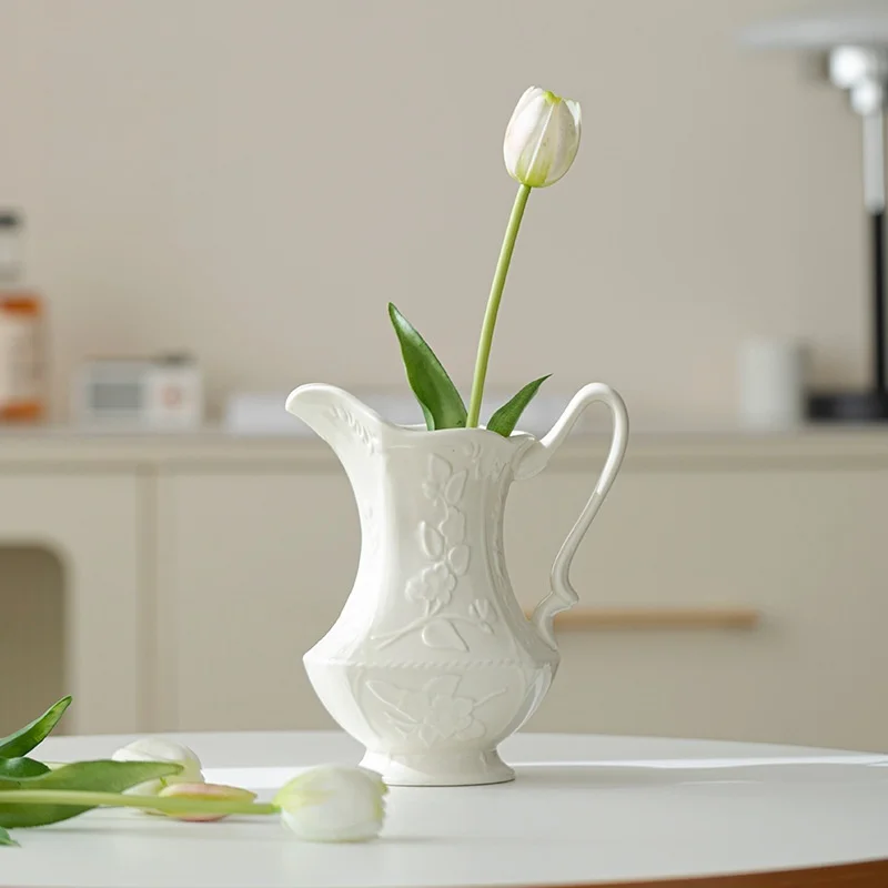 

Ceramic Flower Vase Vintage Relief Plant Pot Arrangement Hydroponic Flower Vase Home Desktop Decoration Wedding Accessories
