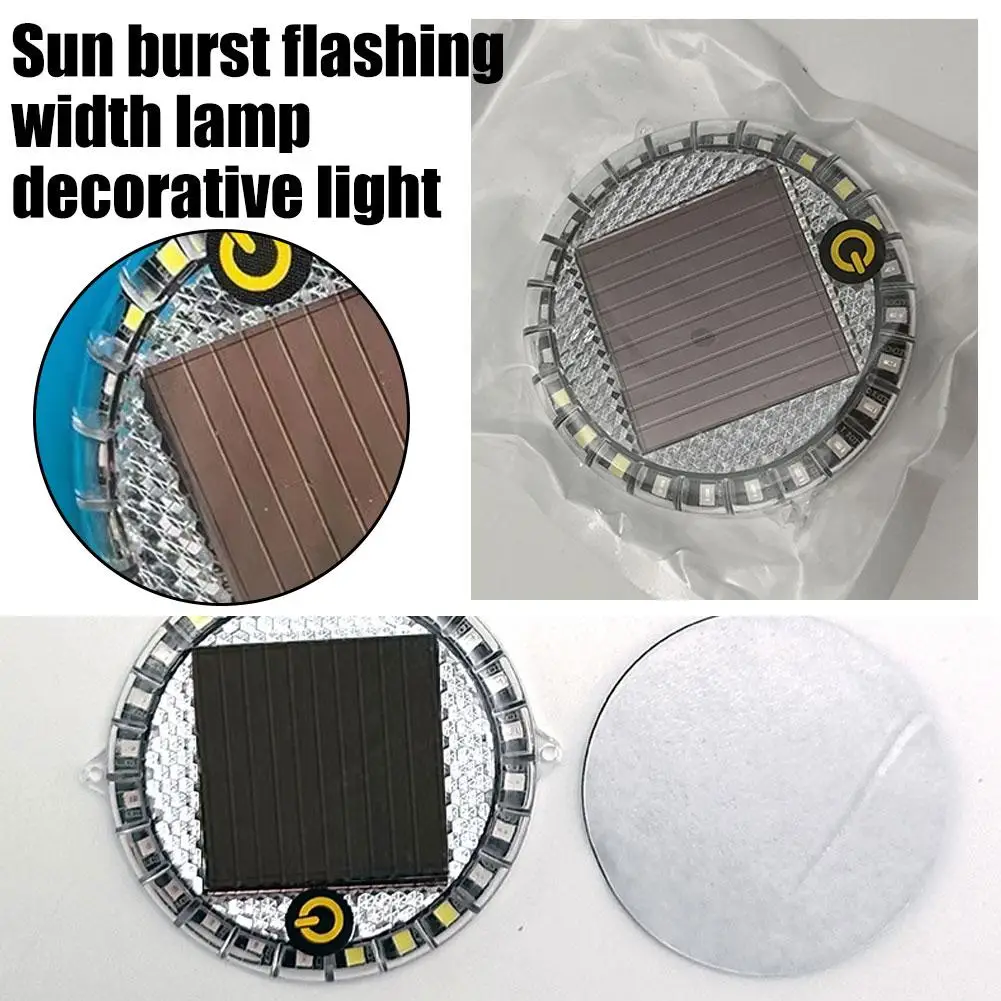 

Car Solar Round Flashing Light Sun Burst Flashing Wide Brightness Bike Light Decorative Motorcycle Waterproof Electric High Y5R2