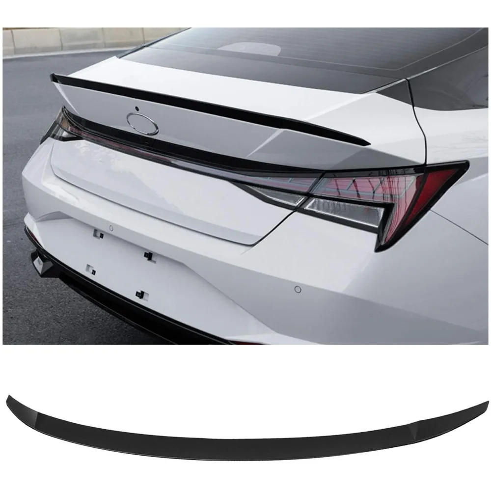 

Для Hyundai Elantra Sedan 2021-2024 гг., спойлер на крыло багажника, ГЛЯНЦЕВЫЙ ЧЕРНЫЙ спойлер, комплект кузова с крылом, аксессуары для бесплатной установки