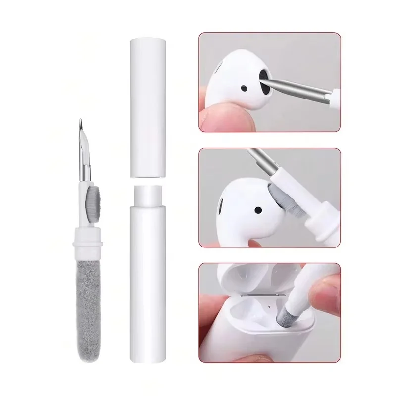 3-in-1 Bluetooth-Kopfhörer-Reinigungswerkzeug für AirPods 1/2/3 Pro 1/Pro 2 Ohrhörer-Bürstenstift Headset-Tastatur-Telefon-Reinigungsset