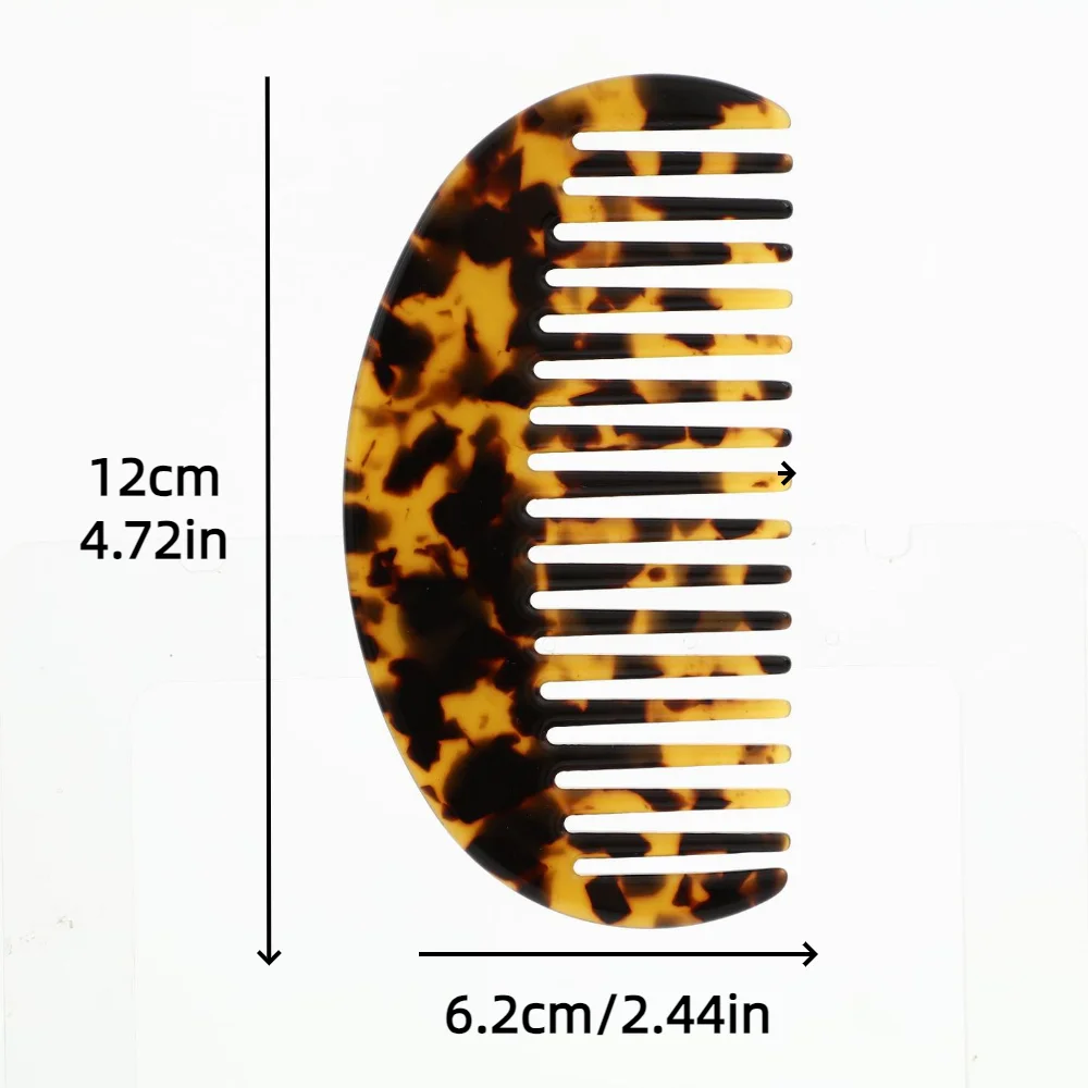 مشط شعر نصف دائري ملون ، ناعم مضاد للساكنة ، أسيتات واسعة الأسنان ، مريح ، إكسسوارات سفر