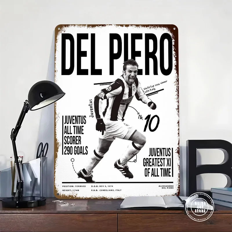 Alessandro Del Piero 10 Tinplate Poster Customized Wall Art Vintage Metal Signs Retro Tin Plaque for Decoration Aesthetic House