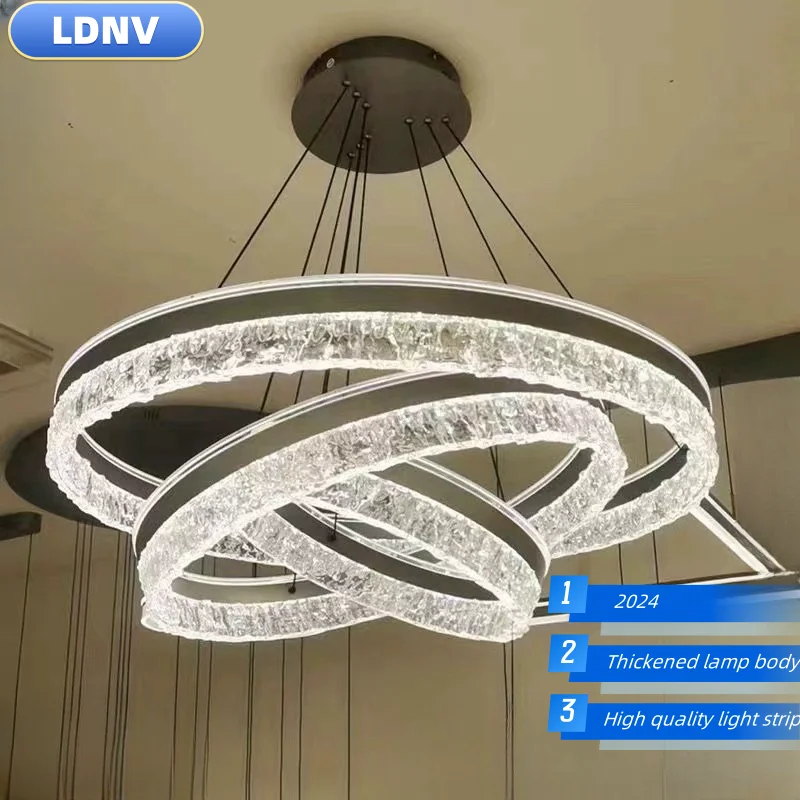 Imagem -03 - Diamond Crystal Surface Led Chandelier Multi-layer Ring Sala de Estar Jantar Decoração de Casa Iluminação Luxo Luz