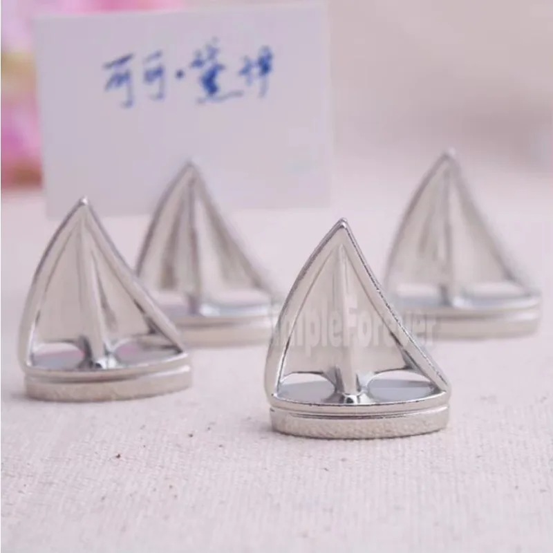 Silver Sailing Boat Name Card Holder Party Table Decoration Metal Wedding Place Card Holder