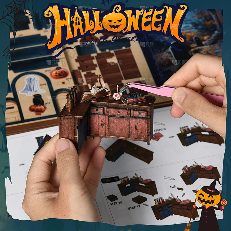 Manufacturer DIY Wooden Toy Set Handmade 3D Wood Puzzle Diy Miniature House Kit for Bookshelf Decorations