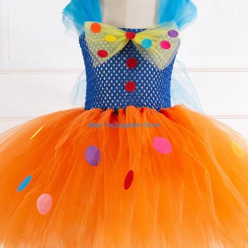 

R1WF Kids Girls Christmas Costume Tutu Dress with Hair Hoop Role for Play Clown Outfi