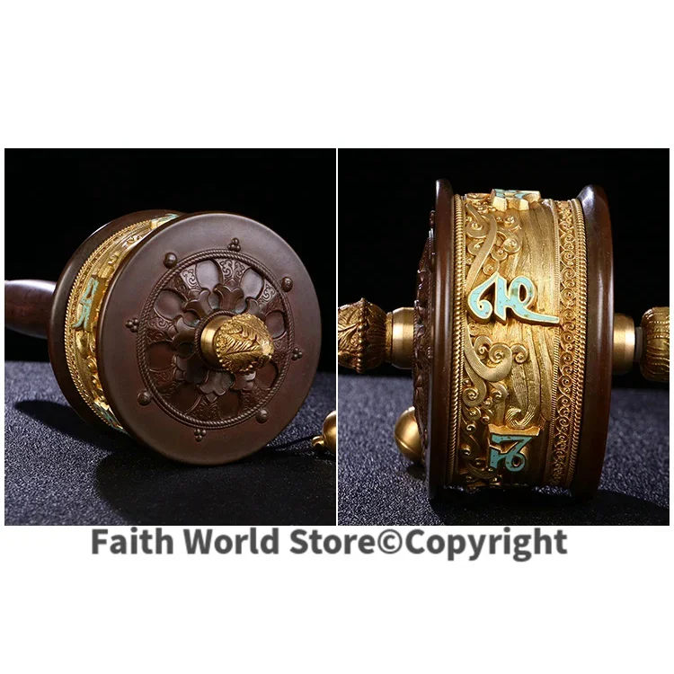 Buddhist supplies Greco-Buddhist Buddhism Om mani padme hum Mantra recite chant scriptures prayer Rotating wheel ZHUANJINGLUN view 3