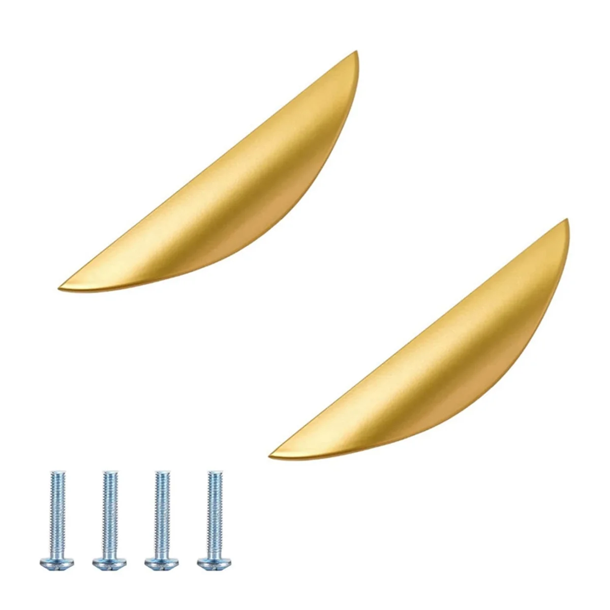 2Pcs Zinc Alloy Gold Concealed Handles Curved Drawer Half Moon Handles Invisible Concealed Tab Pulls for Wardrobe 117mm