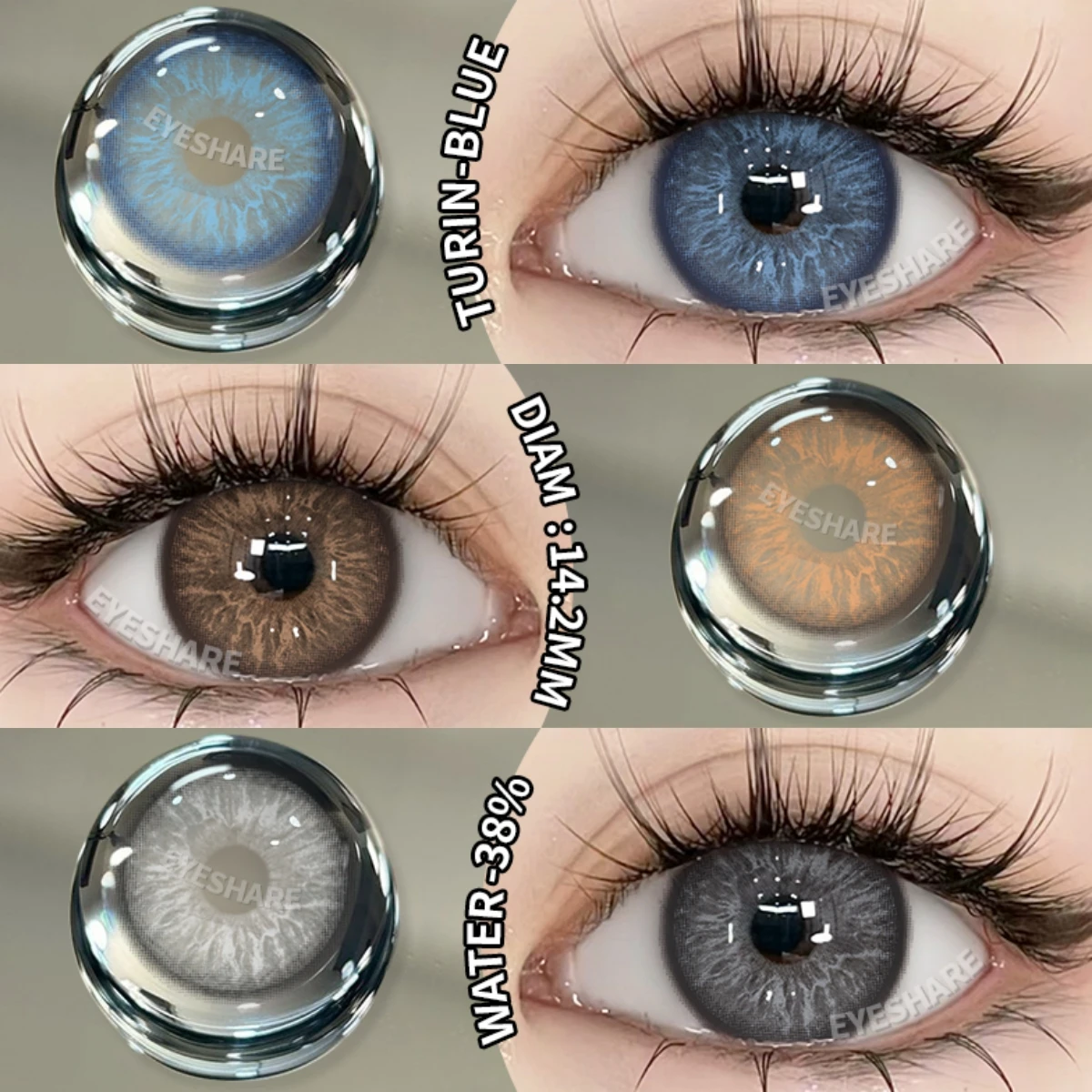 EYESHARE New 1 Pair Contact Lenses Colored Contacts Blue Colorful Beautiful Pupil Green Color Eye Lenses Yearly Brown Contacts