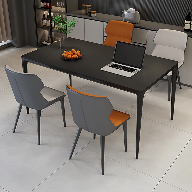 

Black Rectangle Dining Table Modern Minimalist Chairs Living Room Dining Table Hospitality Kitchen Table Basse Home Furniture