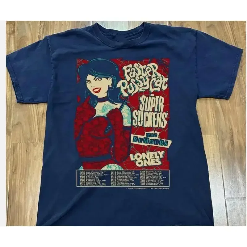 NEW Faster Pussycat Band Tour Dates 2025 Navy T shirt All Size S 5Xl