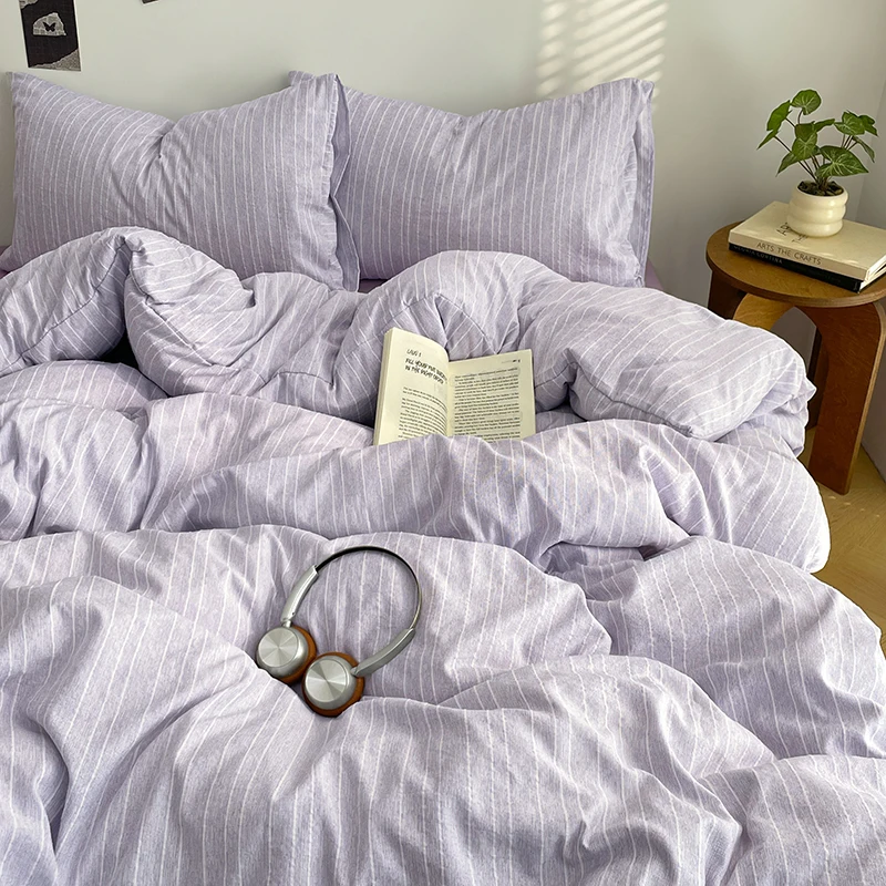 Jacquard Striped Quilt Covers for Home Soft Solid Color Duvet Cover High Quality Single/Queen/King Housse De Couettes 이불커버