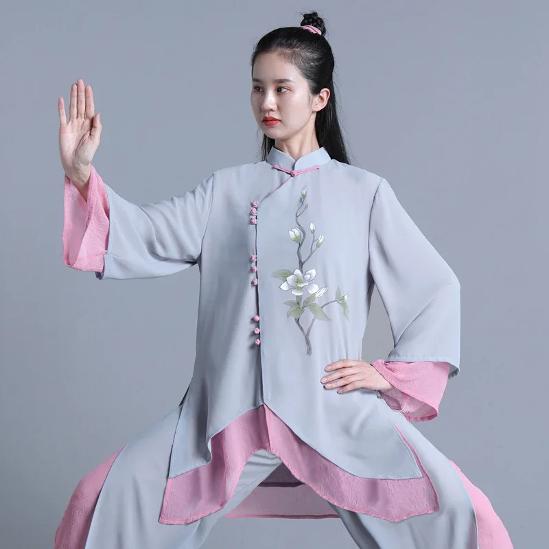 

Tai Chi Clothes Women Wushu Clothes Kung Fu Competition Clothes Martial Art Uniform Wrinkle Free Hand Painted 2024 Gray