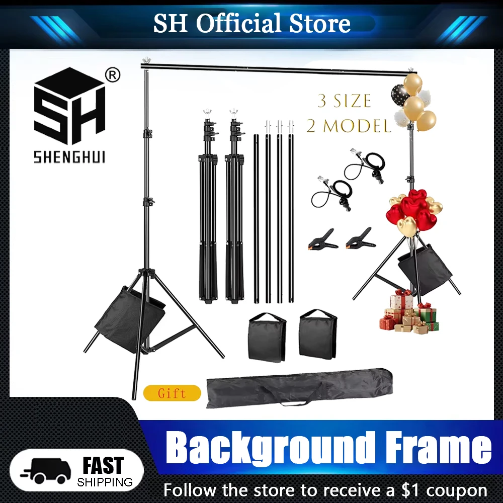 

2.6x3M/8.5x10ft Photo Video Studio Backdrop Background Stand, Adjustable Telescopic Background Support System with Carry Bag