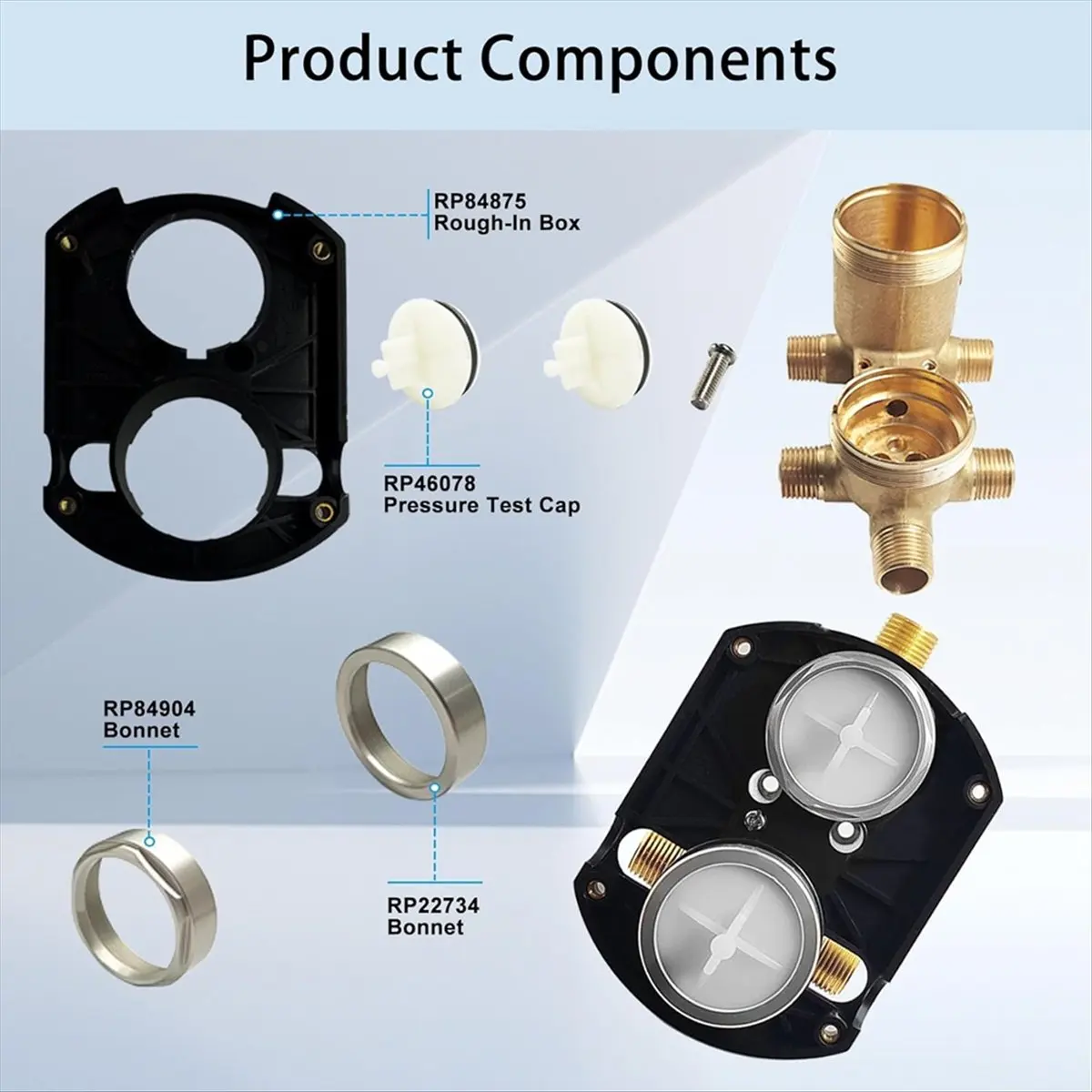 

【frki】 R22000 Shower Diverter Valve for Faucet, Universal Rough-in Shower Valves Kit 3 Way 6 Setting Integrated Diverter