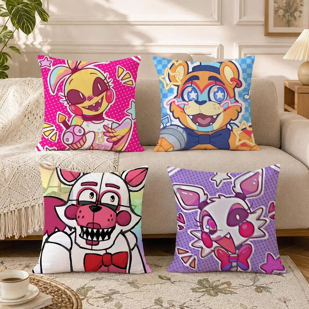 Game Five Nights at Freddy'sS Cushion Cover Soft Square Throw Pillow Covers Set for Sofa Bedroom Car Home Decoration