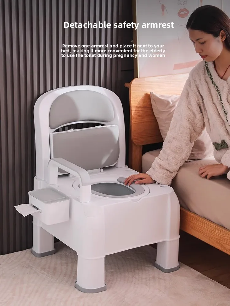Portable Toilet Chair for Elderly - Sturdy Commode Stool for Adults & Pregnant Women