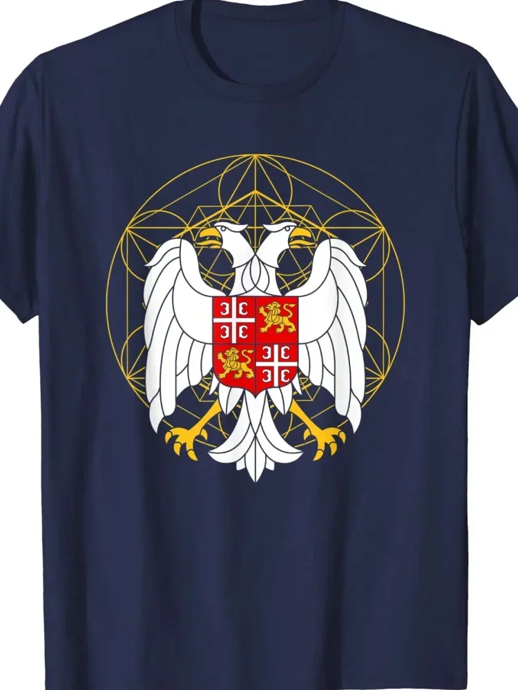 Serbian Double Headed Eagle for A Serbia Coat of Arms Fan TShirt Short Sleeve Casual 100% Cotton Men T Shirt