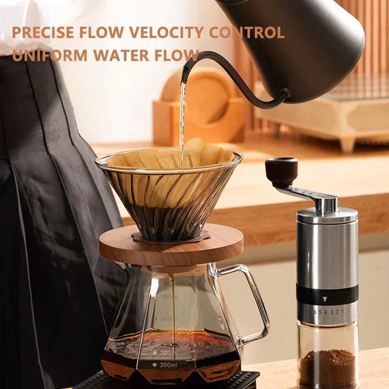 Barista Manual Specialized Set Grinder Dripper With Kettle Accessories Gooseneck Filter Pot Glass Mill Coffee