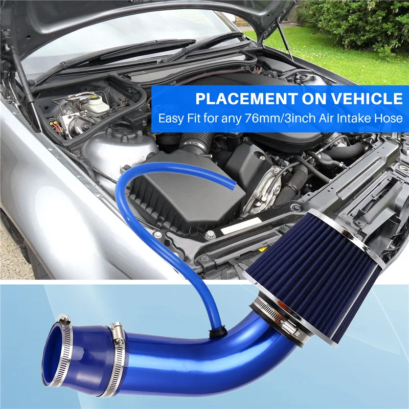 

Simple Automobile 76Mm Refitted Winter Mushroom Head Air Filter Intake Pipe Filter High Flow Air Filter Aluminum Pipe Kit