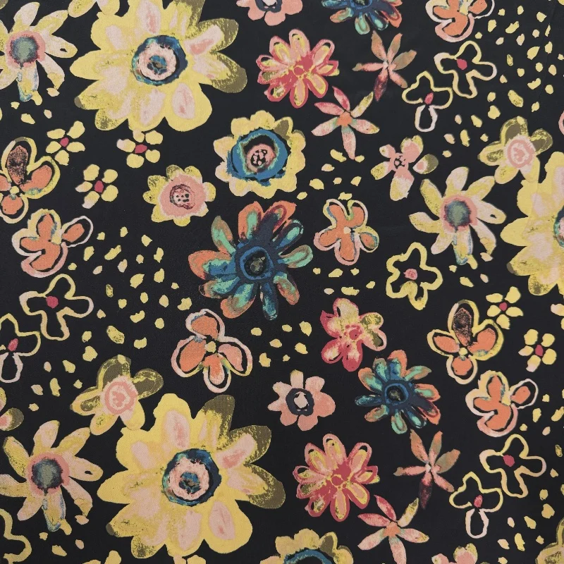 

1 метр, 100% шелк шелковицы, 16 мамме, креповая шелковая ткань, черная с милыми цветами, с принтом, 140 см, ширина 55 дюймов, по дворам JX106