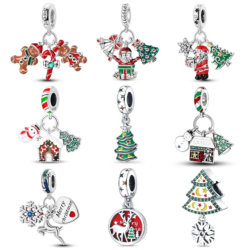 

New in 925 Silver Christmas Series Christmas Tree Elk Charm Beads Fit Original DIY Bracelets Party Birthday Gift Jewelry