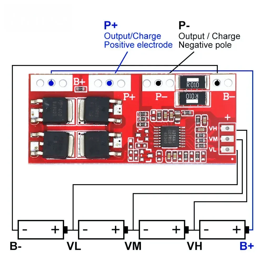 4S 30A 14,4 V 14,8 V 16,8 V Batteria al litio agli ioni di litio corrente 18650 BMS Scheda di protezione del caricabatterie