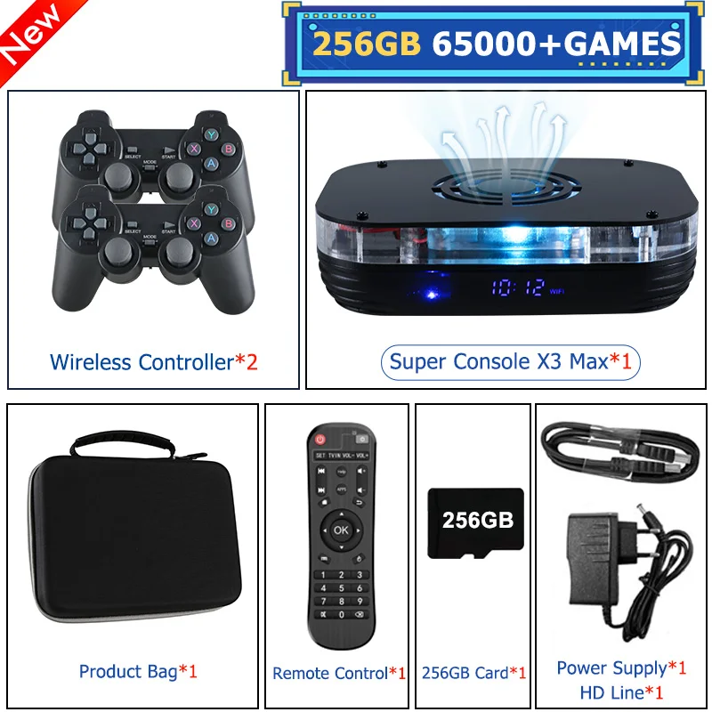 Dual System TV Video Game Box WiFi 4K HD Super Console X3 Max 65000+ Classic Games Emulators For PS1/PSP/N64/SS/MAME/NDS