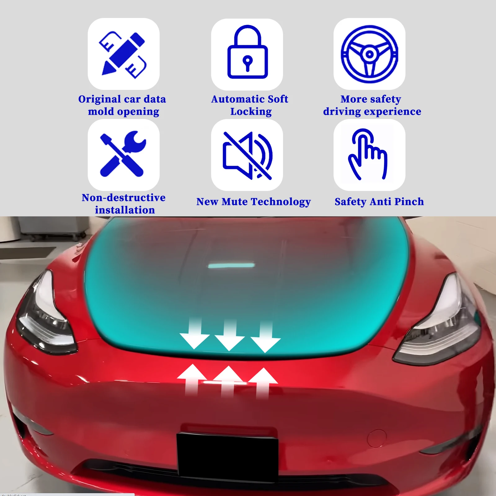 For Tesla 2021 2022 2023 Model Y 3 Frunk soft closing Front Trunk Auto Close Electric Cover Automatic lock closer 2021 2023 2024