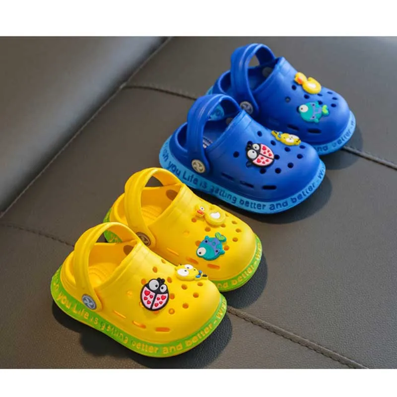 Summer Sandals kids Mules Baby Girls Boys  Cartoon Baby Sandals Solid Flat Heels Cartoon Slippers Children\'s Garden Shoes