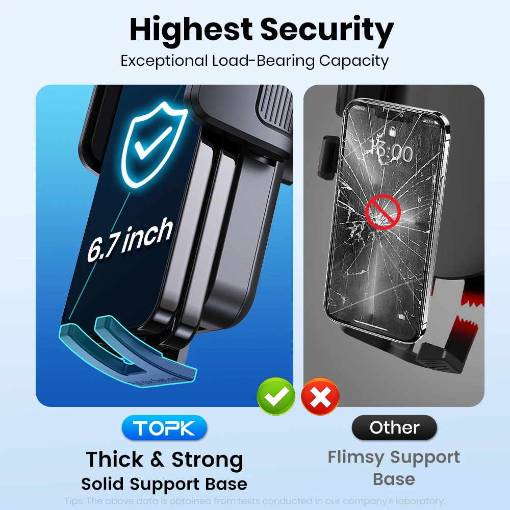 Автомобильный держатель для телефона TOPK для вентиляционного отверстия — регулируемый зажим, совместимый со всеми смартфонами, идеально подходит для использования без помощи рук