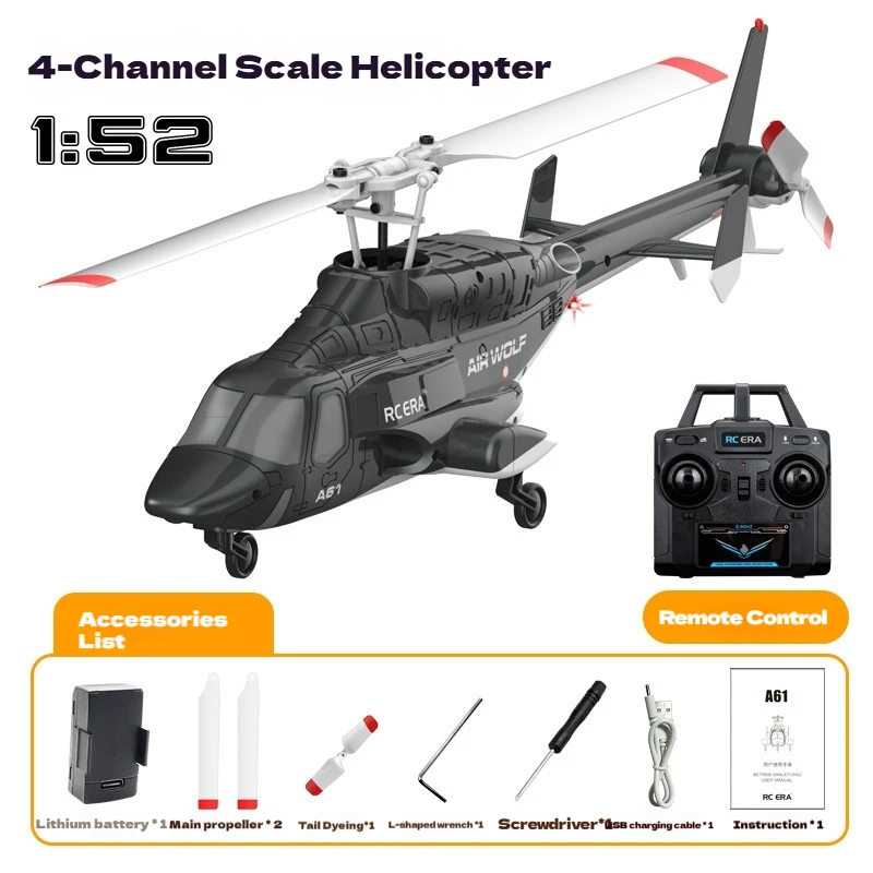 A61 샤오베이딩 신형 2025 고고도 4채널 원격 조종 헬리콥터 RC 모델 시뮬레이션 충돌 방지 비행 장난감