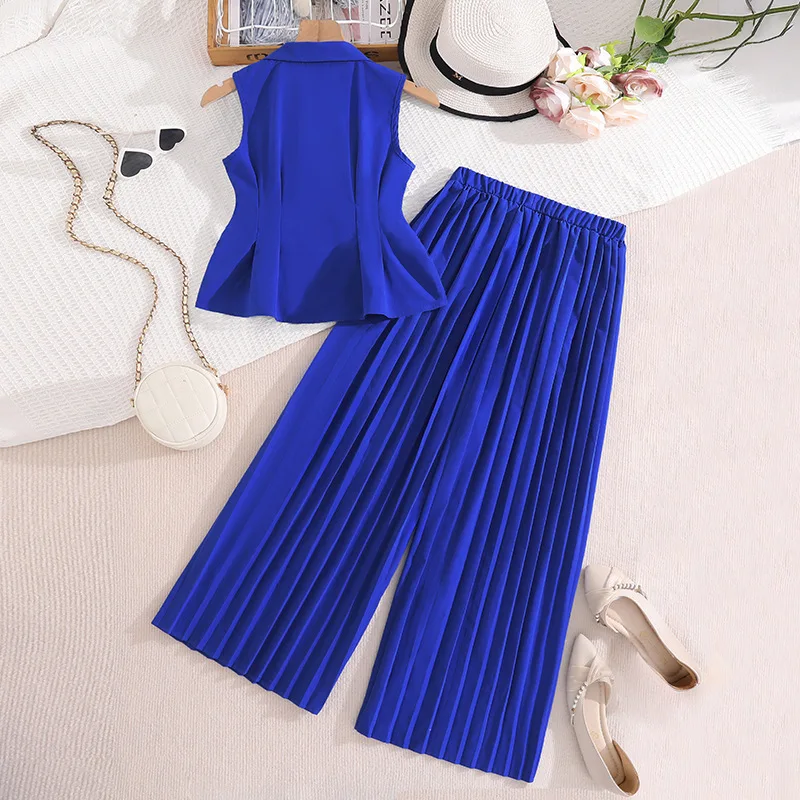 New Summer Teen Girls Clothing Set Fashion Single Breasted Lapel Vest+Long Pants 2 Pcs Suit For 8-14Y Kids Casual Outfit
