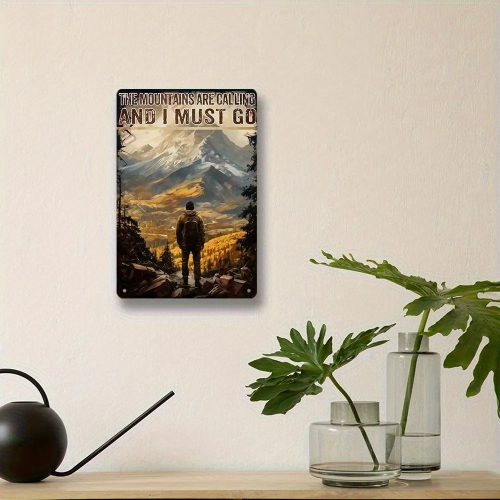 1-Pack Vintage Mountain Calling Tin Metal Signs 8x12 Rustic 
