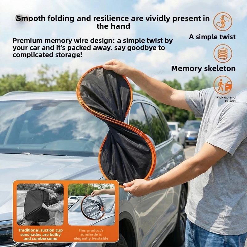 Folding Car Window Sunshade Cover Sun Shade Windshield Visor Protector Windscreen Auto UV Protection Curtain Styling Accessories - view 3