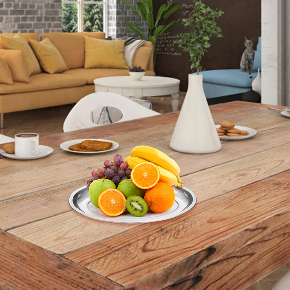 

Stainless Steel Oval Pan Snack Plate Tray Food Trays for Serving Fruit Dining Platter Platters