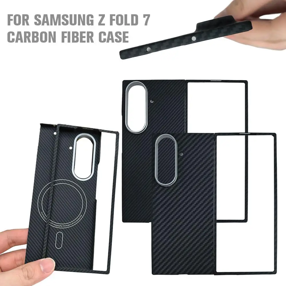 

For Z Fold 7 Carbon Fibre Phone Ultra Slim Magnetic Cover For 600/1500d Aramid Fiber Phone D7r0