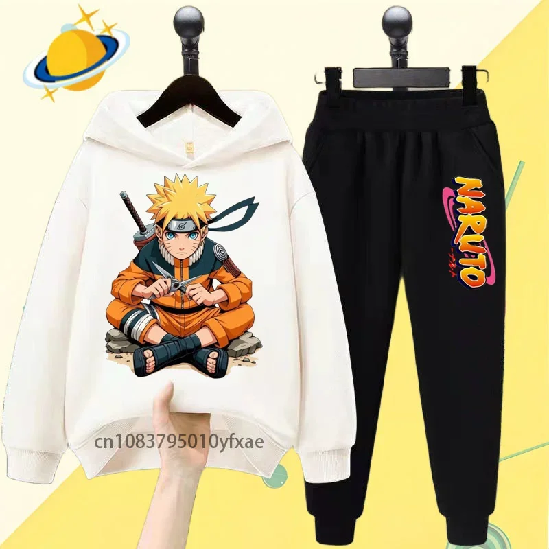 Naruto Ninju anime zestaw bluz z kapturem dla dzieci nadruk kreskówkowy jesienno-zimowa bluza z długimi rękawami chłopcy i dziewczęta fajny swobodny