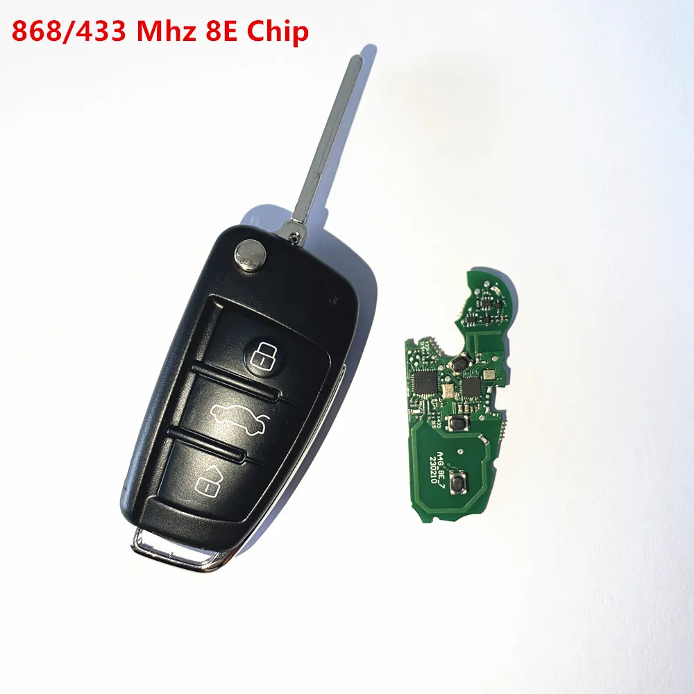 868/433 Mhz 8E Chip Auto Flip Key Car Remote Control Key For Audi Q7 2007 2008 2009 2010 2011 2012 PN 8E0837220AF