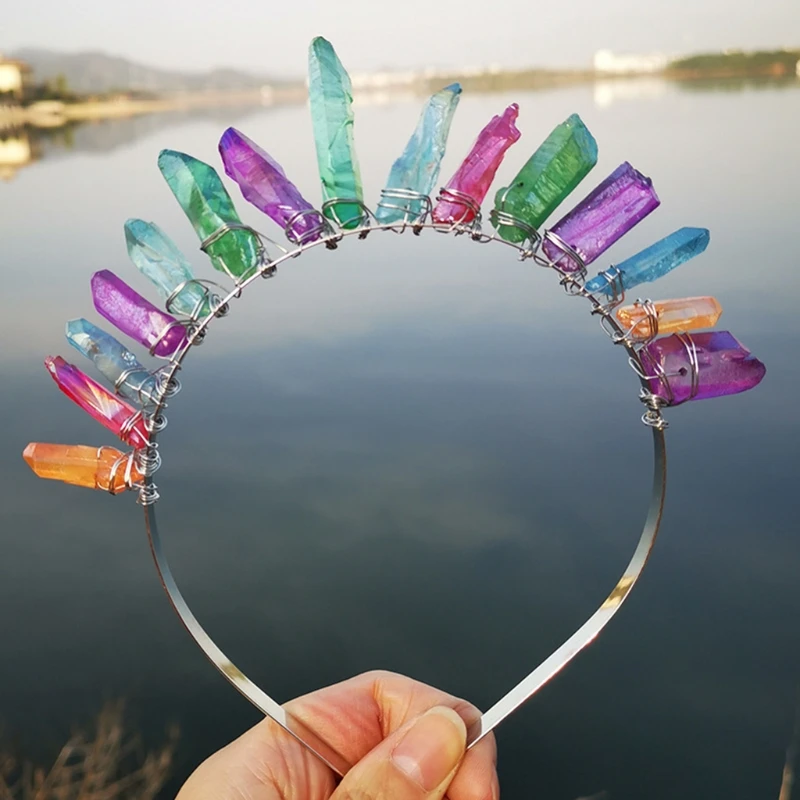 voor Crystal Hoofdband Veelkleurige Gradiënt Sieraden voor Zongodin Bruiloft Bruids Vakantie Feest