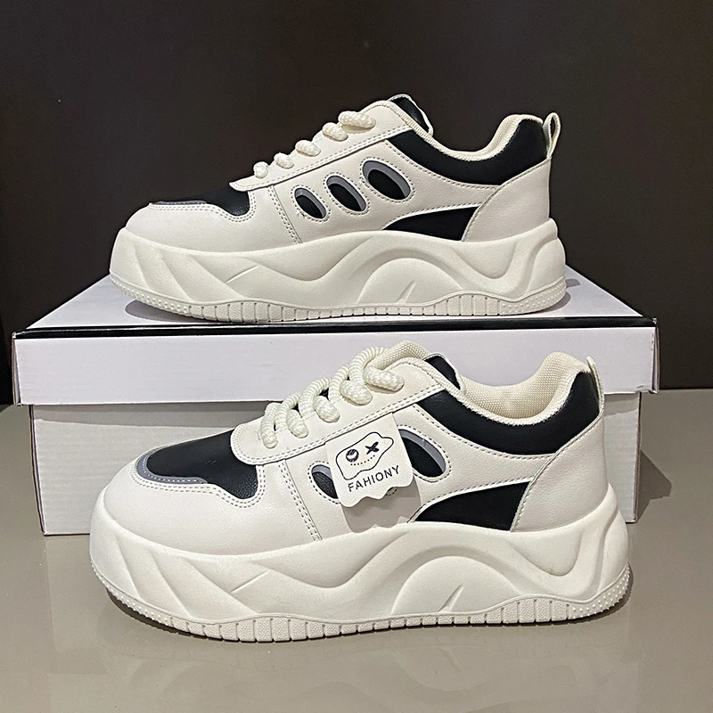

Breathable White Sneakers for Women, 2025 Autumn New Popular Thick-Soled Versatile Height-Increasing Casual Sports Sneakers