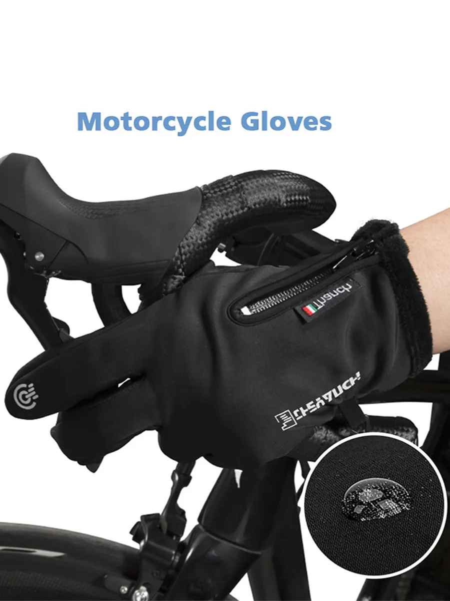 AliExpress NONE Winter Warm Sports Gloves Men's Cashmere Lining Thickened Skin Friendly Cycling Full Finger Gloves Touch Screen Non Slip Gloves