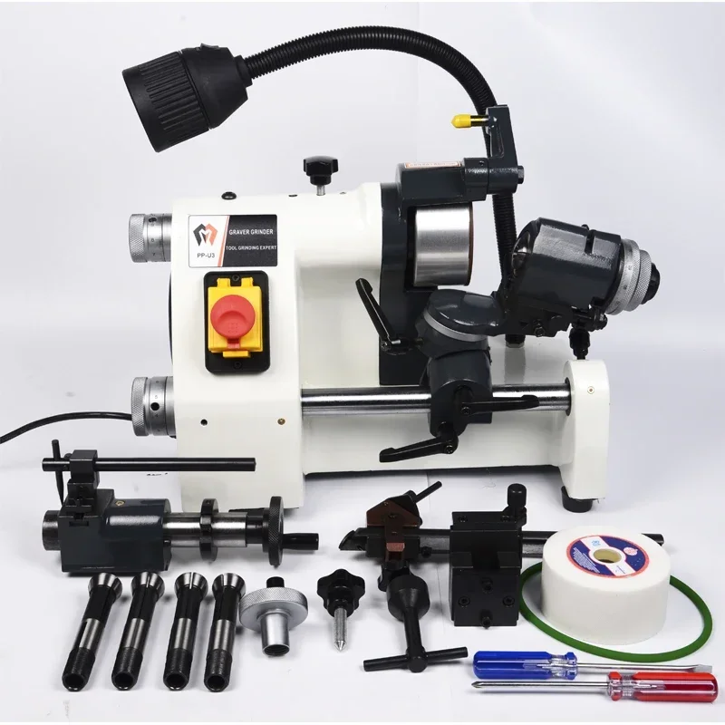 For 220V U3 R8 Collets Universal Cutter Grinder Drill Sharpener Sharpening Machine for End Mill Twist Drill Cutter Grinding Tool