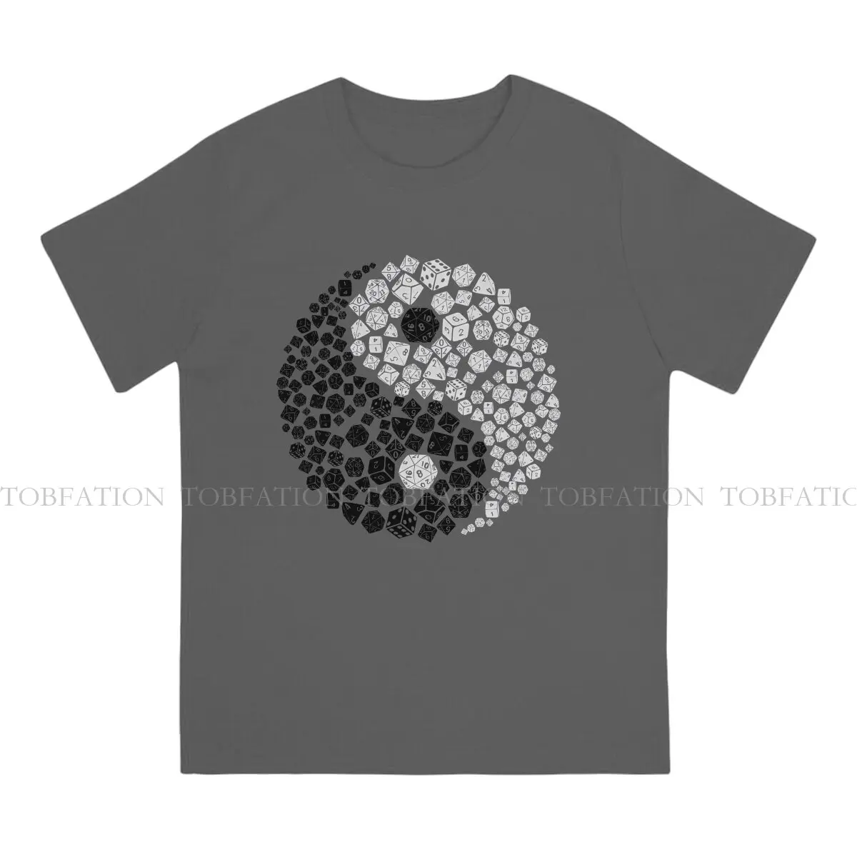 DND Game Creative TShirt for Men Dice Yin Yang Round Neck Pure Cotton T Shirt Distinctive Gift Clothes Streetwear